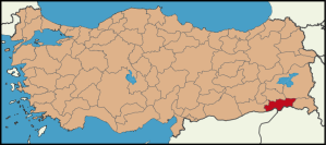 La provincia de Şırnak en rojo